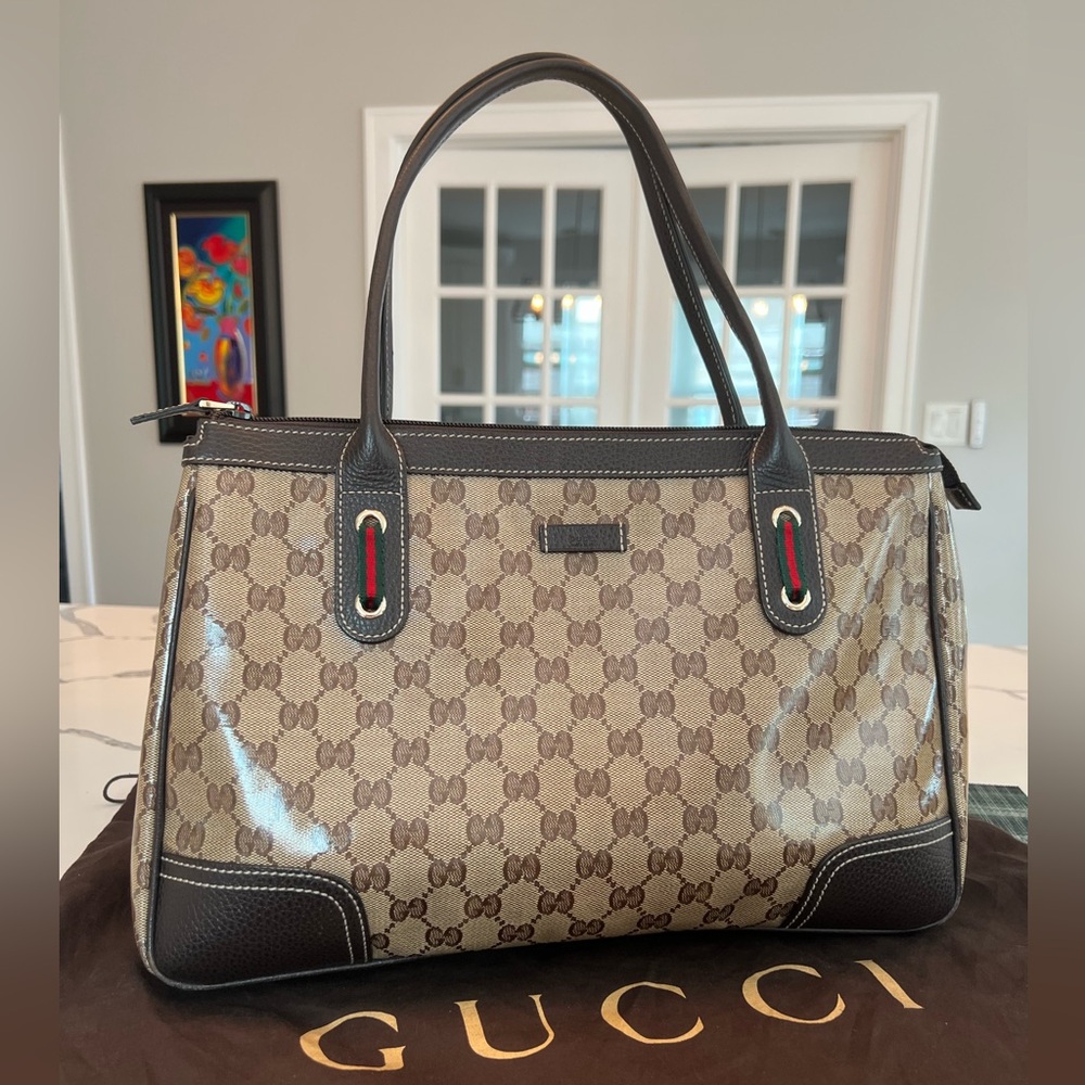 GUCCI ORIGINAL GG CRYSTAL CANVAS PRINCY TOTE